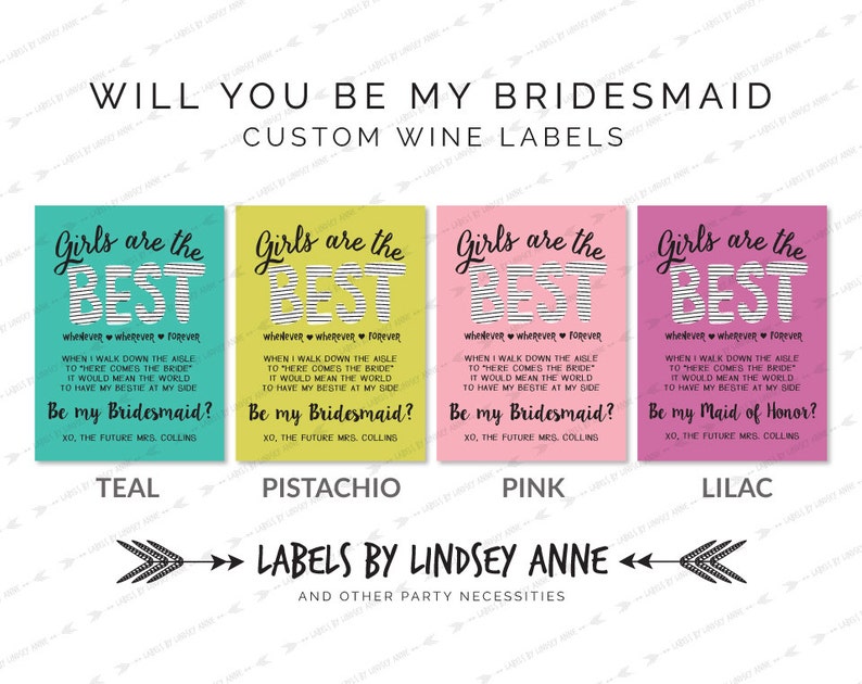 Will You Be My Bridesmaid Wine Label Gift Wine Labels to Ask Etsy
