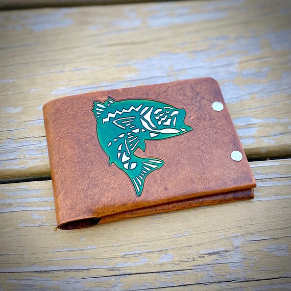 Mens Leather Wallet Mens Wallet Fishing Wallet Fisherman Etsy