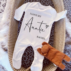 I Love My Auntie Baby Vest, Personalised Babygrow, Aunty Babygrow, Newborn Pregnancy Announcement Gift, Going to be an Auntie, Auntie Gift