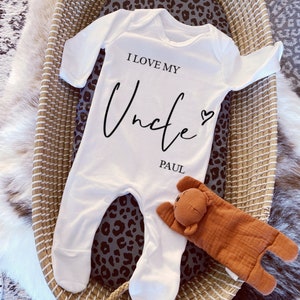 I Love My Uncle Baby Vest, Personalised Uncle Bodysuit, Babygrow, Newborn Pregnancy Announcement, Going to be an Uncle, Uncle Announcement