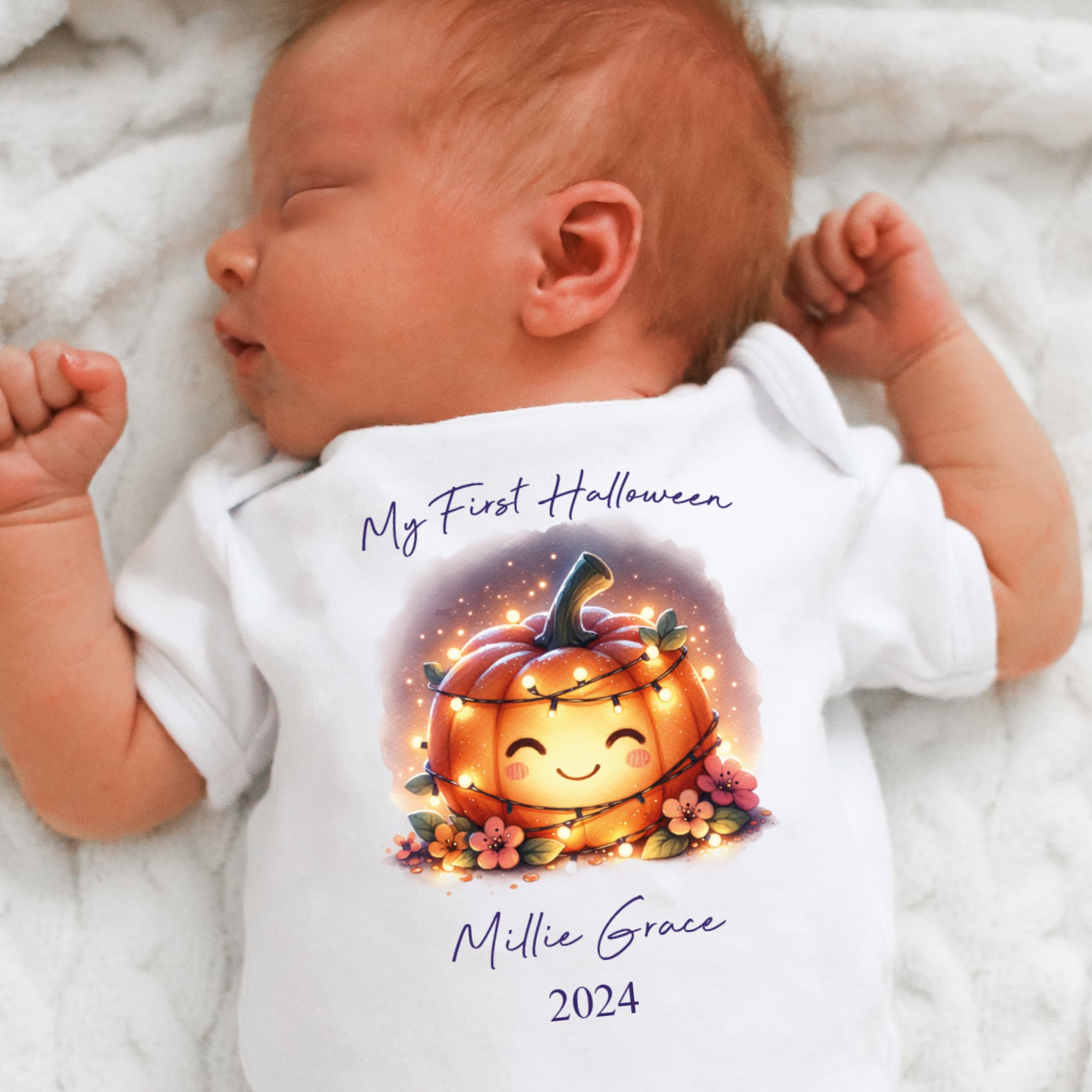 Halloween baby vest, 1st halloween babygrow, my first halloween, pumpkin baby outfit, baby halloween costume, personalise baby boy girl name