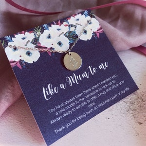 Come una mamma per me, regalo per matrigna, messaggio di auguri poesia bonus mamma, regalo per la festa della mamma seconda mamma, collana floreale, collana di fiori d'oro