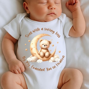 Sent With A Kiss From My Grandad In Heaven, I Love My Grandad Baby Vest, Newborn Pregnancy Announcement, Cute Baby Vest Bodysuit Baby Grow