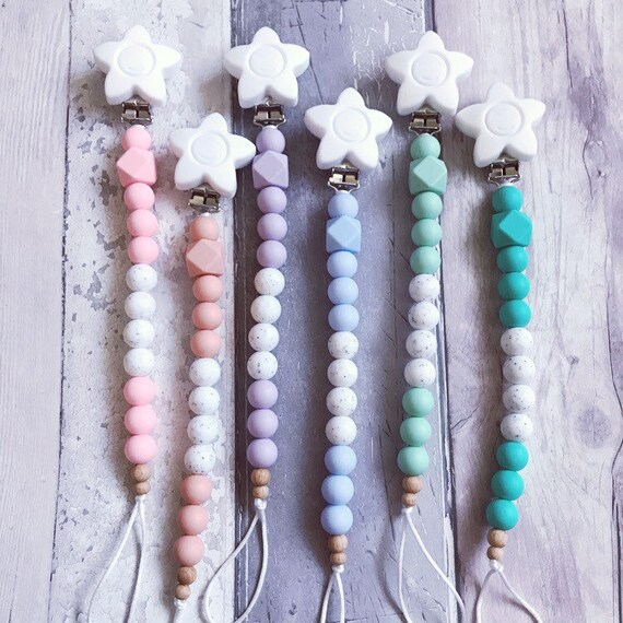 Personalised Baby Dummy silicones Clip Shower//Christening poison//Free MAM Adaptateur