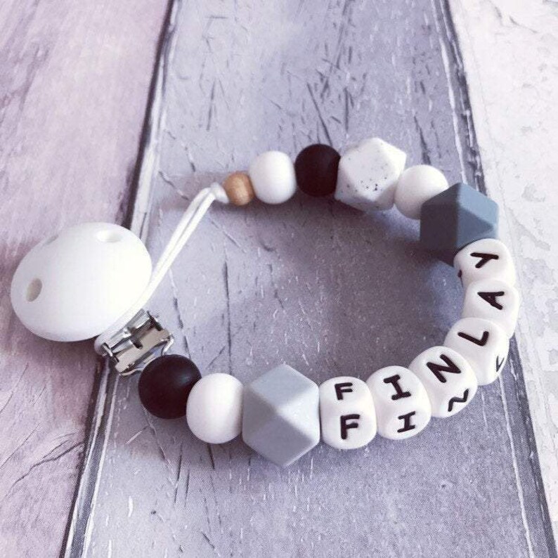 Personalised Silicone Dummy Clip Personalised Dummy Clip MAM Adapter Peach Grey Personalised Silicone Dummy Clip Personalised Dummy Clip MAM Adapter Peach Grey
