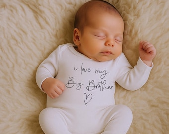 I love my Big Brother Babygrow, Cant Wait To Meet You Pregnancy Announcement, Baby Announcement Sibling, Promoted to Big Brother Baby Onesie