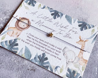 Mummy To Be Wish Bracelet | First Time Mum Gift | Safari Animal Bracelet | Baby Shower Gift | Pregnancy Keepsake