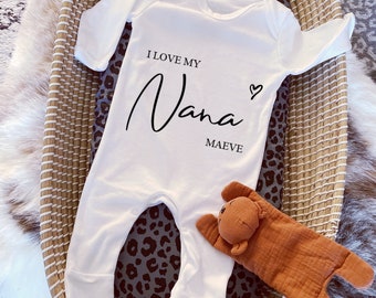 I Love My Nana Baby Vest, Personalised Nana Bodysuit, Babygrow, Newborn Pregnancy Announcement, Going to be a Nana, Nanny Announcement Gift