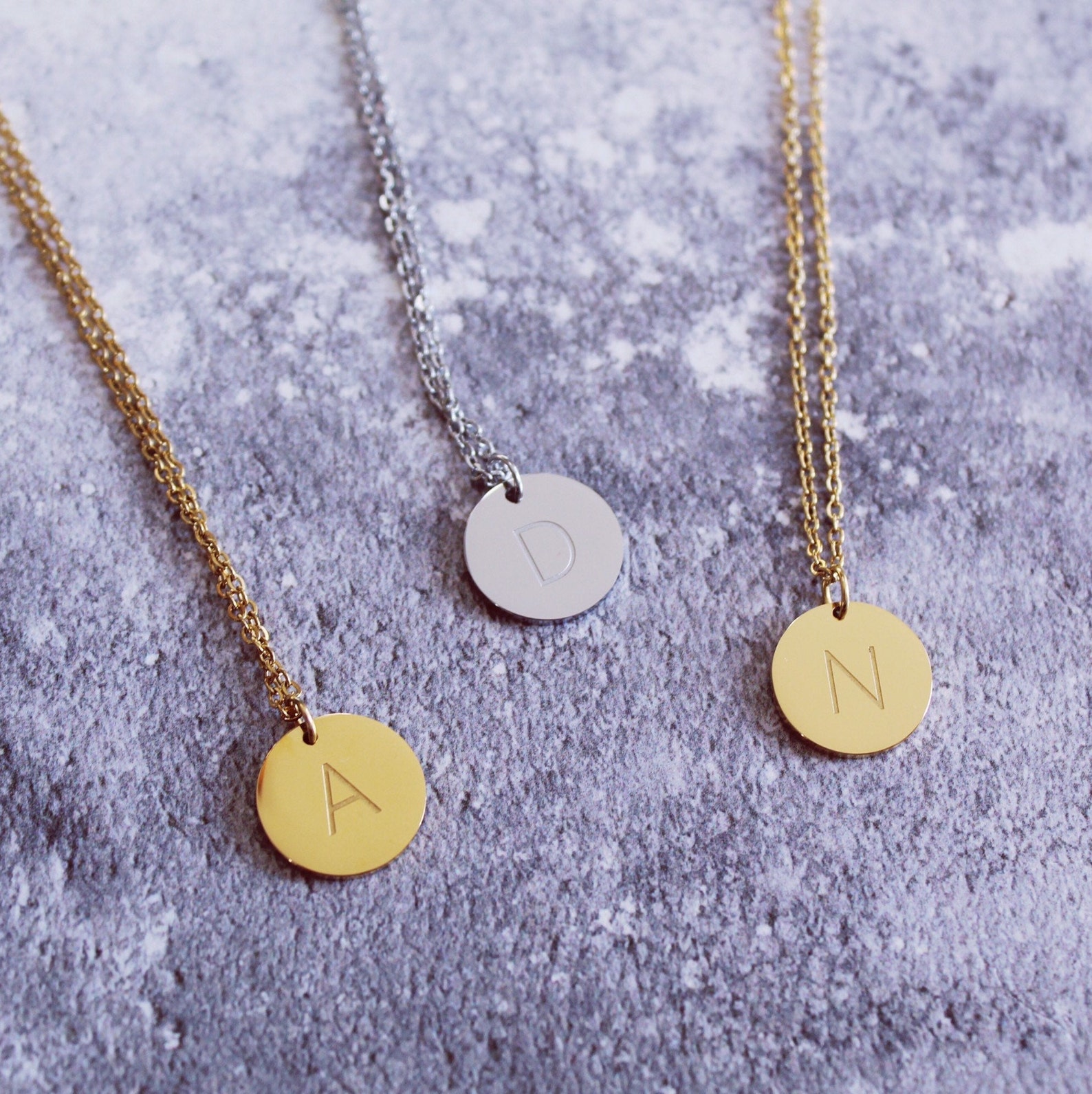 Engraved Necklace Personalised Initial Disc Necklace Custom Etsy
