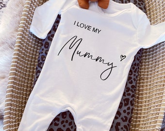 I Love My Mummy Baby Vest, Personalised Mummy Bodysuit, Babygrow, Newborn Pregnancy Announcement, Going to be a Mum, Mummy Announcement Gift