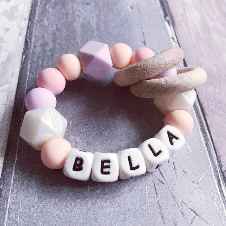Silicone toy Sensory toy Fiddle Rattle Personalised Baby gift Silicone Ring Toy Baby keepsake gift Baby girl shower gift Sensory Ring