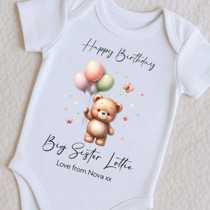お誕生日おめでとう、姉のベビーグロー、姉としての1歳の誕生日、姉へのギフト、姉の誕生日、姉の誕生日、スリープスーツベストボディスーツ