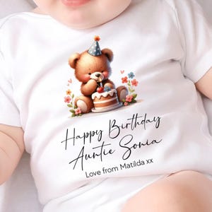 お誕生日おめでとう、おばさんベビーグロー、おばさんとして1歳の誕生日、親友へのベビーギフト、おばさんの誕生日、おばさんの誕生日、スリープスーツベストボディスーツ