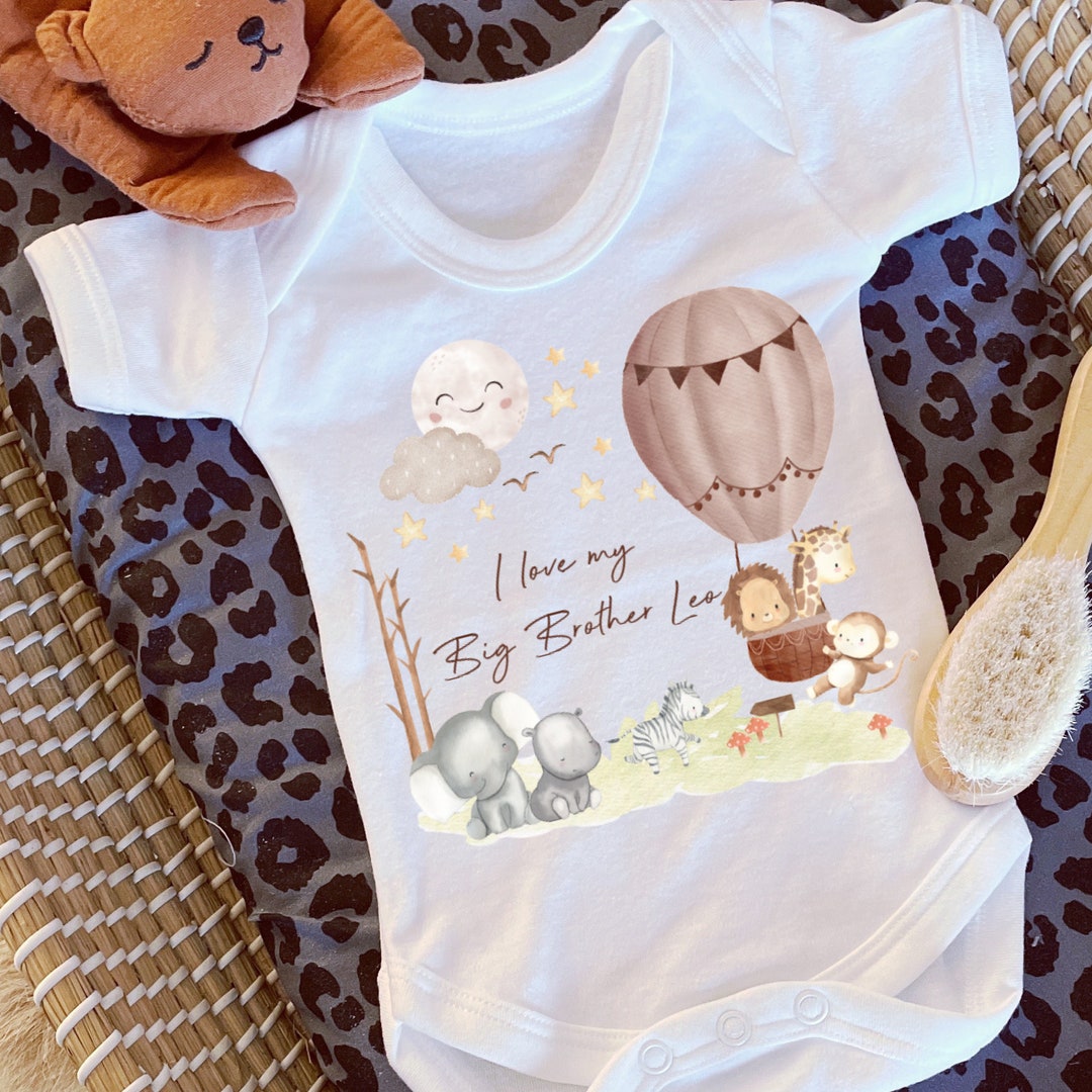 I Love My Big Brother Baby Bodysuit - Cute Elephant Design Onesie For Newborns & Infants