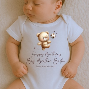 ハッピーバースデー ビッグブラザー ベビーグロー、兄としての1歳の誕生日、ビッグブラザーギフト、ビッグブラザーバースデー、兄弟バースデー スリープスーツ ベスト ロンパー