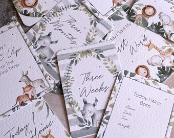 Milestone Cards for Baby, Safari milestone cards, Jungle Milestone Cards, baby shower gift, pregnancy cards, Unisex Boy Girl Milestone Gift