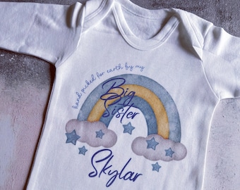Hand picked for earth by My Big Sister In Heaven, Brother baby loss, Brother Memorial, Baby Funeral Outfit, Miracle Baby, Rainbow Baby vest