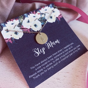 Collier floral pour belle-mère, cadeau belle-mère, carte message poème poème bonus maman, cadeau fête des mères deuxième maman, collier floral, cadeau fleur en or