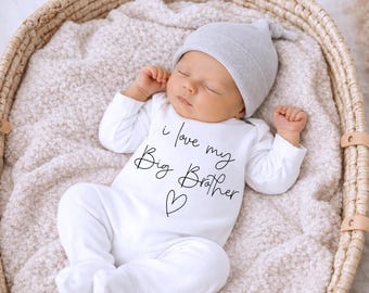 Personalised I Love My Big Brother Heart Babygrow | I Love My Big Brother Sleepsuit | Pregnancy Announcement Onesie