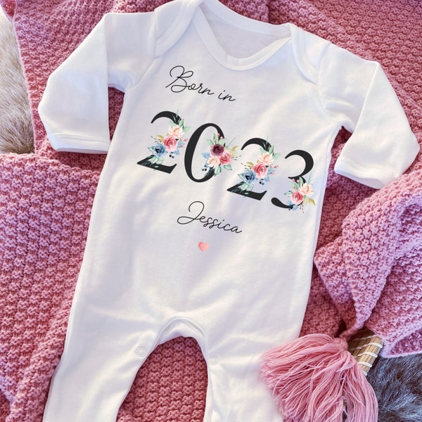 Baby girls born in 2023 babygrow, vest, sleepsuit, baby girls hospital coming home outfit, Newborn Pregnancy Announcement Gift, New Mum Gift