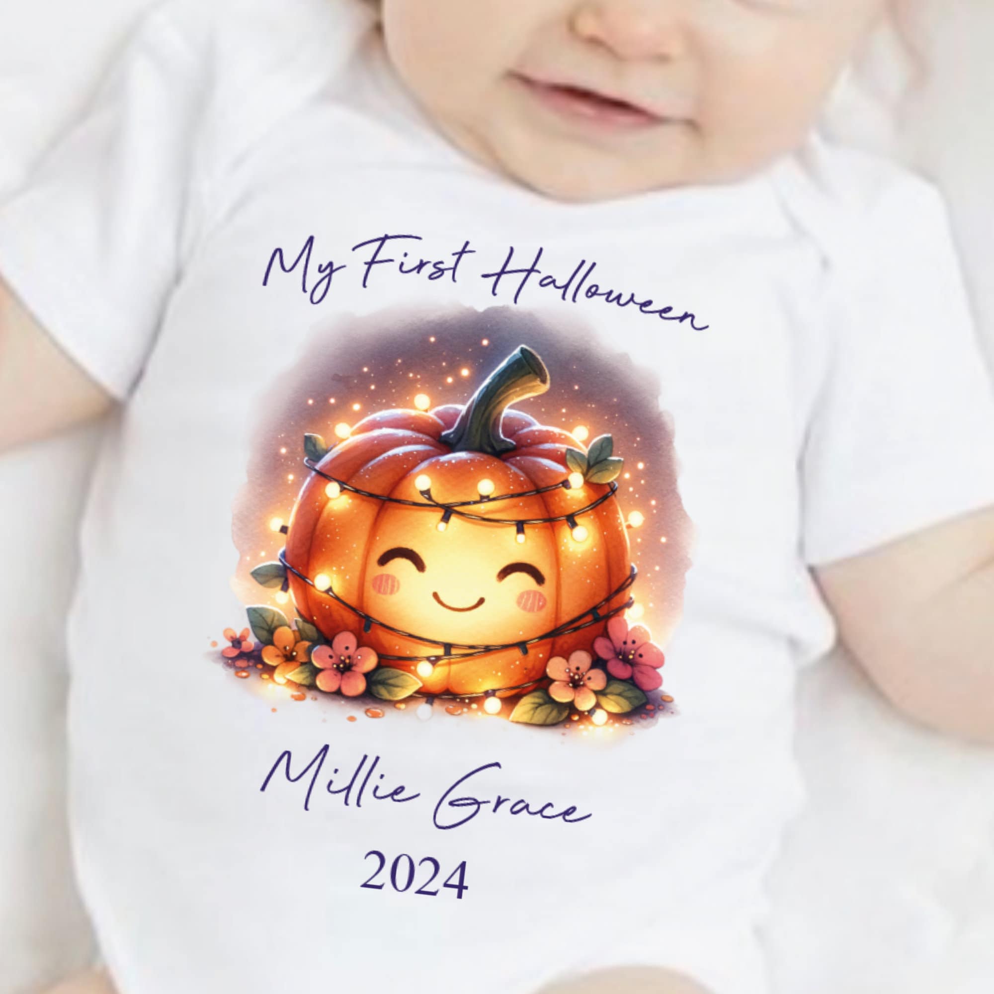 Halloween baby vest, 1st halloween babygrow, my first halloween, pumpkin baby outfit, baby halloween costume, personalise baby boy girl name