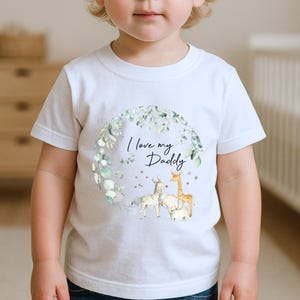 I Love My Daddy Safari T-Shirt, Baby & Kids Tee, Jungle Animal design, Daddy Gift Baby Top, Toddler Children Girls Boys, I love my Daddies