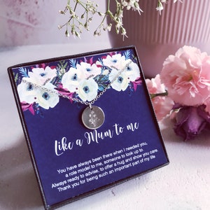 Als een moeder voor mij, stiefmoedercadeau, berichtkaart, gedichtbonus, bonus moeder, Moederdagcadeau tweede moeder, ketting met bloemen, ketting met bloemen, gouden bloemenketting