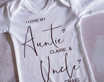 I Love My Auntie Baby Vest, Personalised Babygrow, Aunty Babygrow, Newborn Pregnancy Announcement Gift, Going to be an Auntie, Auntie Gift