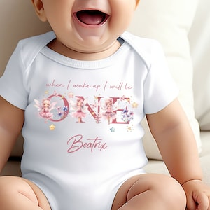 Fairy First Birthday Baby Outfit: Personalized Rainbow Sleepsuit