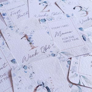 cartes d'étape de bébé, eucalyptus, cartes d'étape d'eucalyptus, cartes de grossesse elle, cadeau de baby shower, floral, petite fille, cadeau de nouveau bébé,