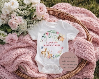 I Love My Auntie Babygrow: Personalised Gift From Baby Niece