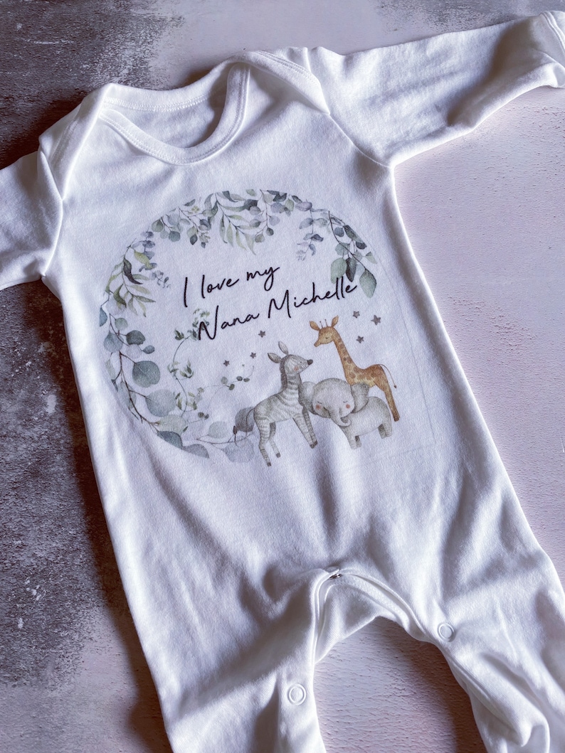 I Love My Nana Baby Vest, Personalised Babygrow, Nanny Babygrow, Newborn Pregnancy Announcement Gift, Going to be a Grandma, Grandparent Gif image 1