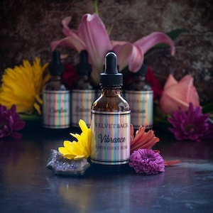 Vibrance Flower Essence Blend + Guidebook and Plant Ally Talisman Card Pull | Blackberry Bluebell Butterfly Bush Hibiscus Iris