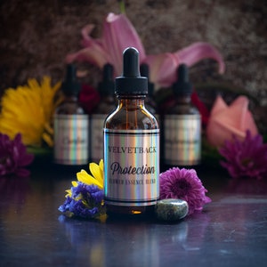 Protection Flower Essence Blend + Guidebook and Plant Ally Talisman Card Pull | Apple Blossom Peace Lily Poppy Yarrow