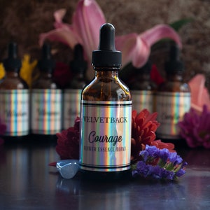 Courage Flower Essence Blend + Guidebook and Plant Ally Talisman Card Pull | Azalea Bluebell Borage Heartsease Violet Sage