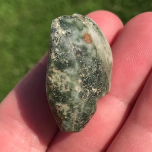 Ancient Mezcala Culture Stone Pendant with Face ~ Pre Columbian Green Stone Artifact Mesoamerica Mexico