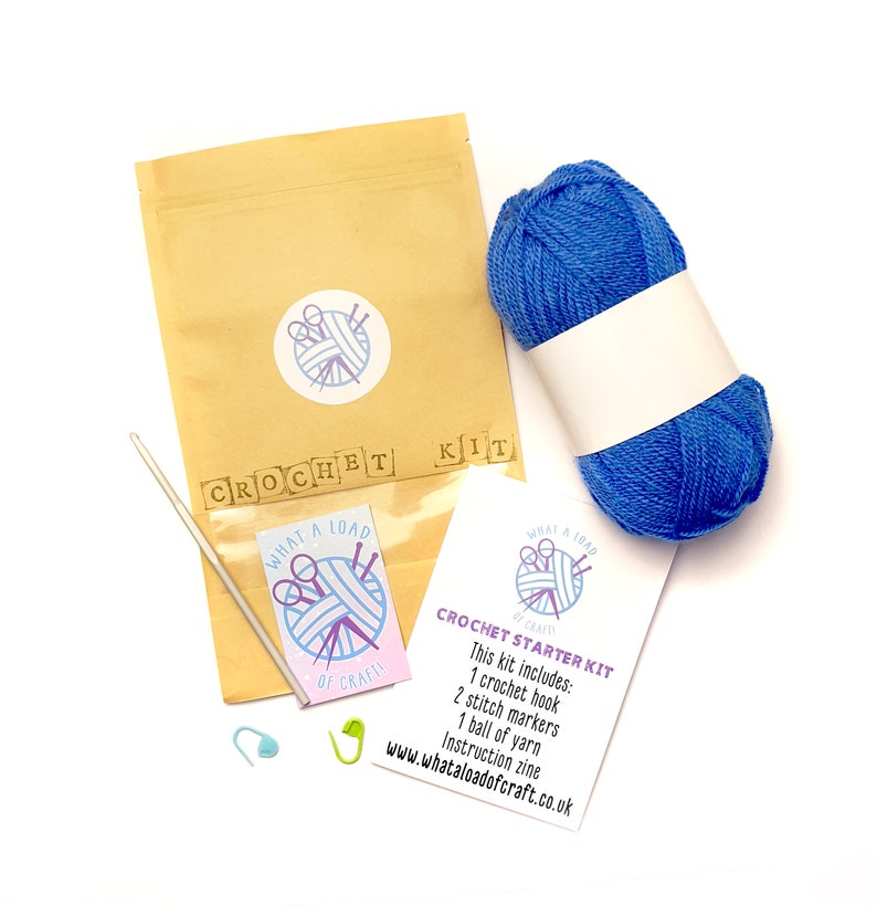 Crochet Beginner Kit Granny Square tutorial and yarn