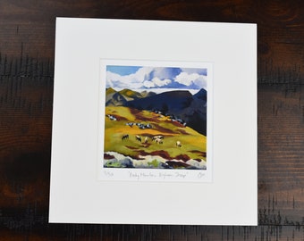 Rocky Mountain Bighorn Sheep, Impresión de edición limitada de pintura al óleo