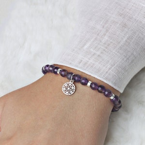 Lebensblume Armband aus Amethyst, echt Silber, schönes Geschenk