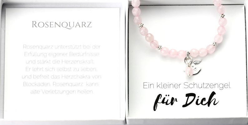 Rosenquarz-Armband mit Schutzengel Silber, schönes Geschenk zur Kommunion Bild 7