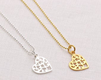 Filigree necklace with heart