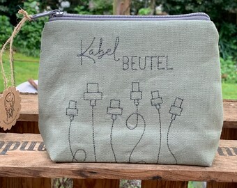 Kabeltas // canvas tas voor onderweg // prullaria // kabels // vakantie // kamperen