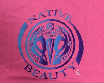 Native Beauty purple/blue swirl reg cut Pink  T-shirt