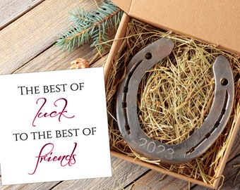 Best of Luck to the Best of Friends – Good Luck Horseshoe, Front Door Decor, Perfect Gift for Best Friend, Used Horseshoe, Equestrian Decor
