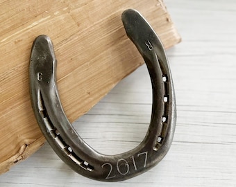 Engraved Horseshoe, Customized Western Decor, 6th or 11th Anniversary Gifts Lucky Horseshoe, Steel Anniversary Gift, Gift for the Couple