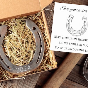 6th Iron Anniversary Gift – Personalized Real Horseshoe, Engraved Couple Keepsake, Authentic Used Horseshoe, Rustic Lucky Home Decor