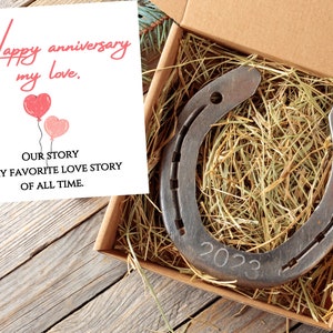 Wedding Anniversary Gift | Custom Engraved Authentic Iron Horseshoe, Personalized Anniversary Gift For Boyfriend, Lucky Horseshoe Talisman