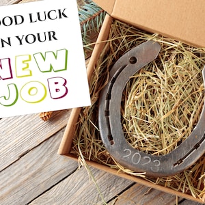 Personalized New Job Gift Coworker Gift, Going Away Gift, Good Luck Gift, Lucky Horseshoe, New employee, Horse shoe, graduation gift ideas image 1