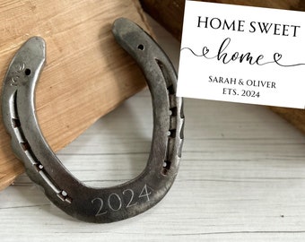 New Home Housewarming Gift, Home Sweet Home, Horseshoe Amulet, Realtor Closing Gift, Engraved  First Home Gift, House Warming, Real Estate
