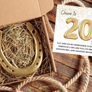 Cadeaux d'anniversaire pour une femme de 20 ans – Fer à cheval porte-bonheur personnalisé avec carte-cadeau | Porte-bonheur personnalisé gravé pour son 20e anniversaire